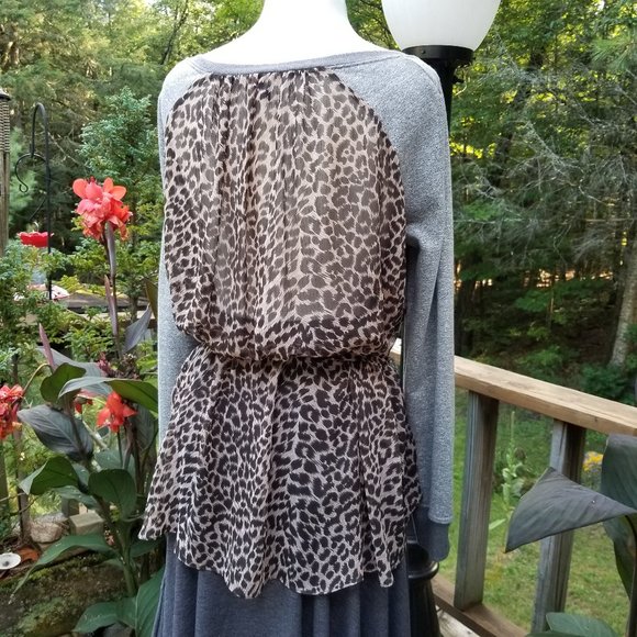 NWOT LOVE, ZOEY GRAY, SHEER CHEETAH BACK SHIRT - Picture 5 of 9